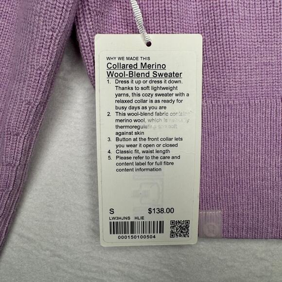 Lululemon Merino Wool Sweater Heather Lilac Ether Purple Size Small S New NWT - Picture 3 of 10